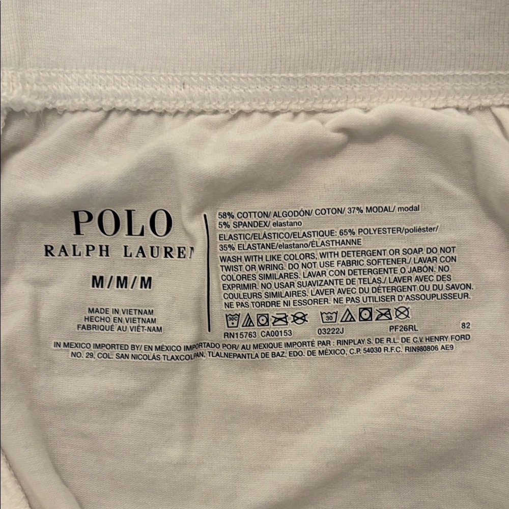 Polo by Ralph Lauren White Sleep Drawstring Shorts with Multicolor Crest - Picture 5 of 5